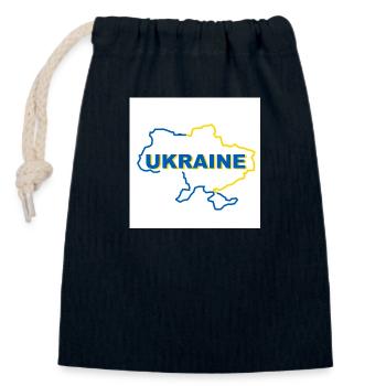 Carte de l’Ukraine - Sac cadeau en coton avec cordon (14 x 20 cm) - bleu marine - Devant