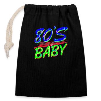 80s retro vintage funny 70s nostalgia music love - Closable cotton gift bag (14x20cm) - black - Front