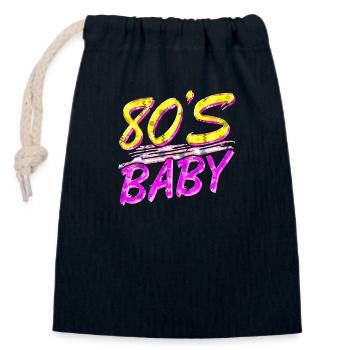 80s retro vintage funny 70s nostalgia music love - Closable cotton gift bag (14x20cm) - navy - Front