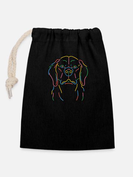 NEON DOG - Closable cotton gift bag (14x20cm) - black