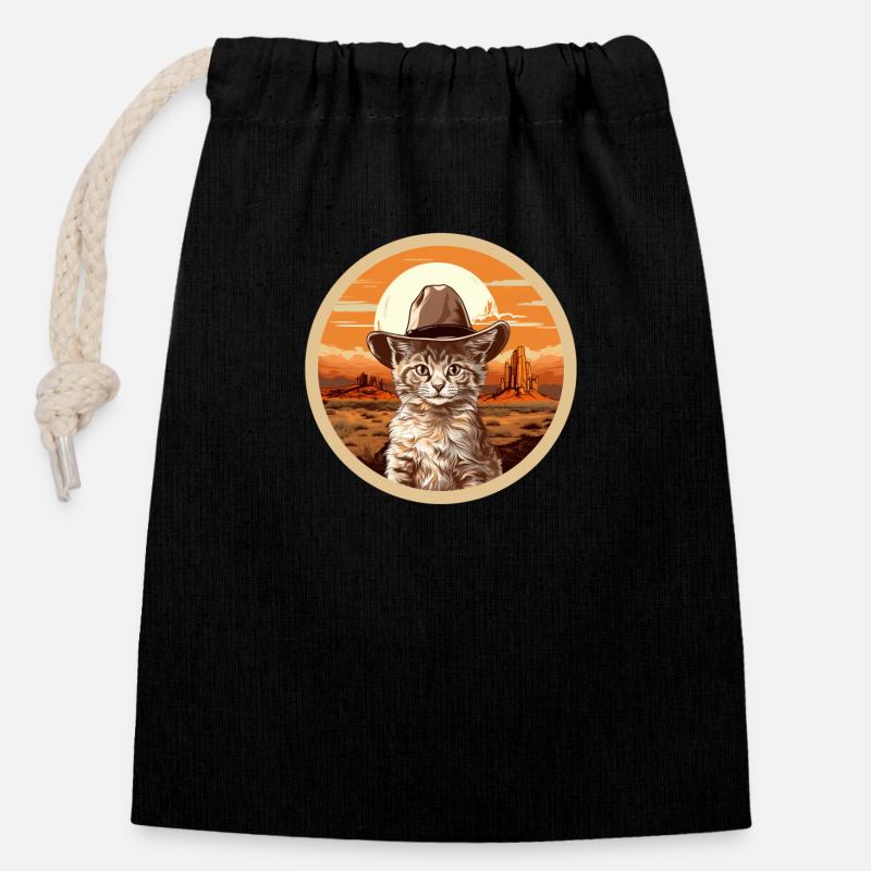 Sheriff's Cat - Closable cotton gift bag (14x20cm) - black
