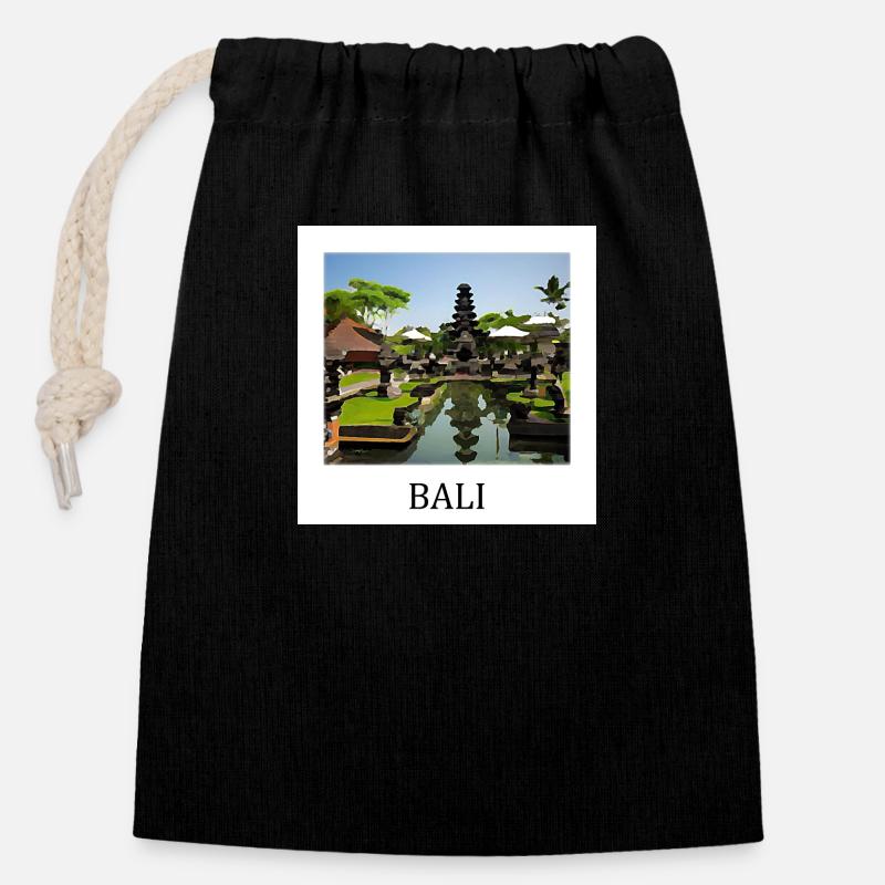 Bali - Sac cadeau en coton avec cordon (14 x 20 cm) - noir
