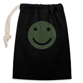 Emoji rire vert - Sac cadeau en coton avec cordon (14 x 20 cm) - noir - Devant