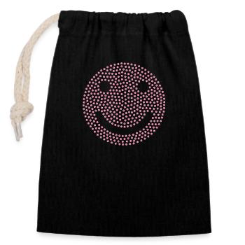 Emoji laugh pink - Closable cotton gift bag (14x20cm) - black - Front