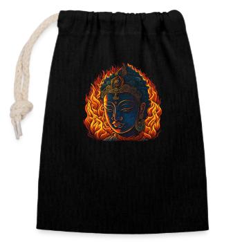 Neon - Buddha - Meditation in Flames - neg - Verschließbarer Geschenkbeutel aus Baumwolle (14x20cm) - Schwarz - Vorne