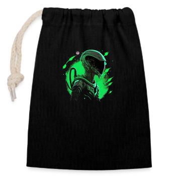 Space Alien - Closable cotton gift bag (14x20cm) - black - Front