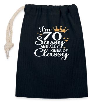 I´m 70 Sassy and all Kinds of Classy - Verschließbarer Geschenkbeutel aus Baumwolle (14x20cm) - Navy - Vorne