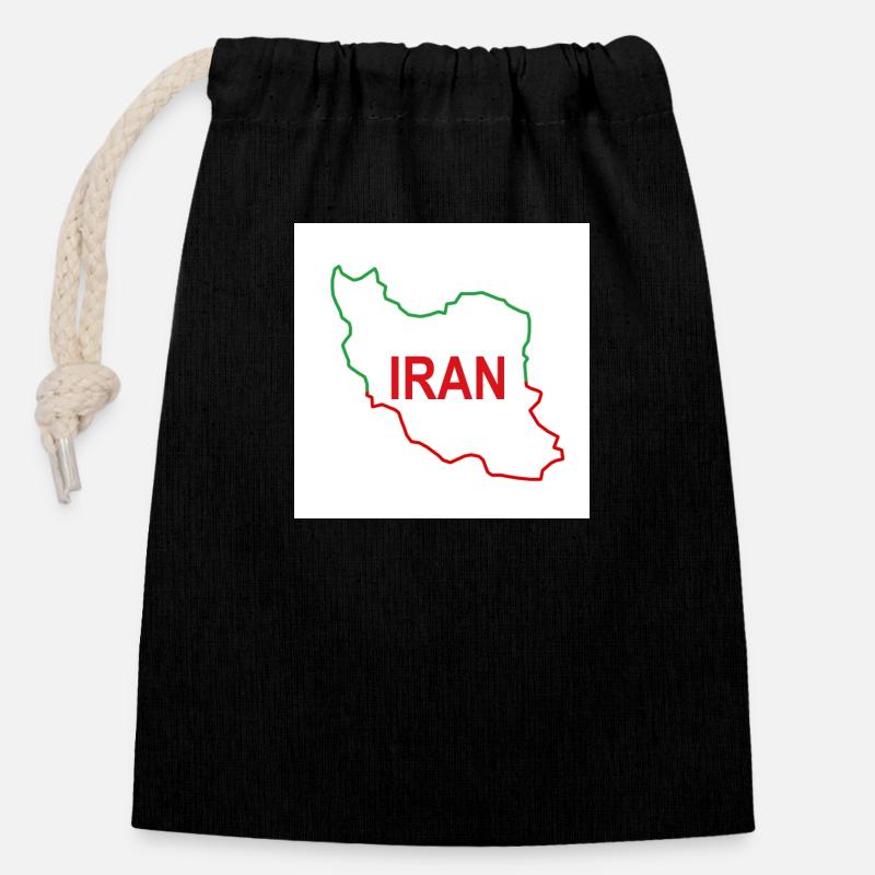 Carte de l’Iran - Sac cadeau en coton avec cordon (14 x 20 cm) - noir