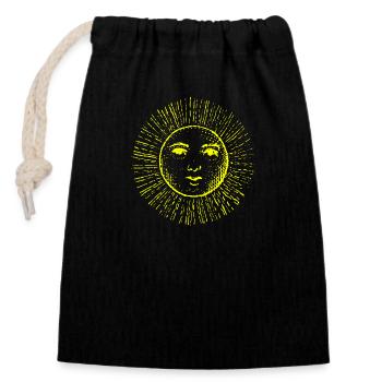 sonne gesicht spirit neon gelb sonnengott yoga - Sac cadeau en coton avec cordon (14 x 20 cm) - noir - Devant