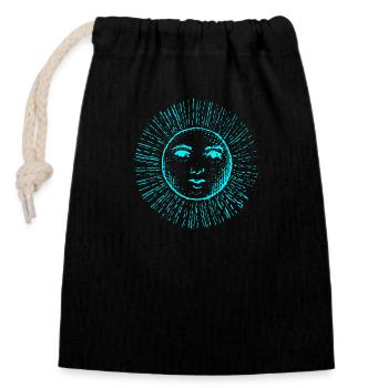 sonne gesicht spirit neon blau sonnengott yoga zen - Verschließbarer Geschenkbeutel aus Baumwolle (14x20cm) - Schwarz - Vorne
