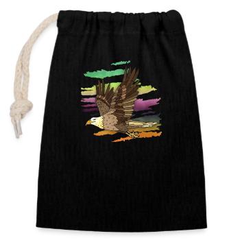 Bird - Closable cotton gift bag (14x20cm) - black - Front