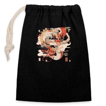 Japan Drache Traditionell #1 - Verschließbarer Geschenkbeutel aus Baumwolle (14x20cm) - Schwarz - Vorne