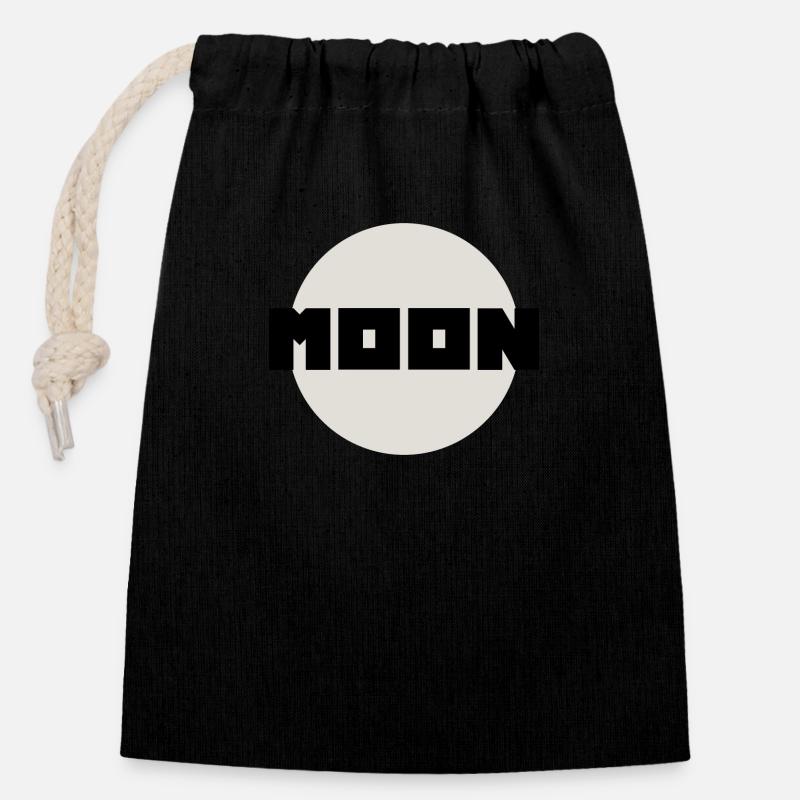 MOON (Original) - Closable cotton gift bag (14x20cm) - black