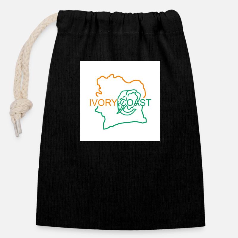 Carte de la Côte d’Ivoire - Sac cadeau en coton avec cordon (14 x 20 cm) - noir