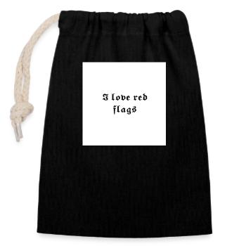 Red flags - Closable cotton gift bag (14x20cm) - black - Front