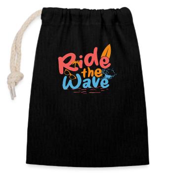 Surfez sur la vague - Sac cadeau en coton avec cordon (14 x 20 cm) - noir - Devant