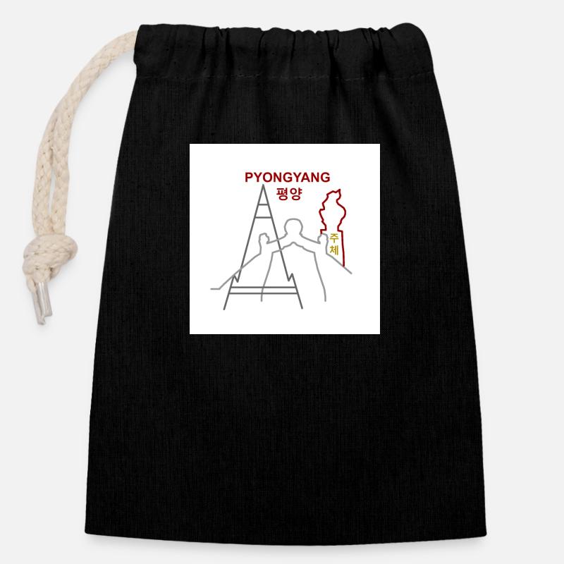 Pyongyang - Closable cotton gift bag (14x20cm) - black