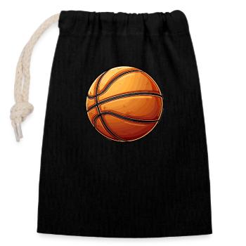 Basketball motif - Closable cotton gift bag (14x20cm) - black - Front