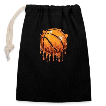 Dripping Basketball Clipart - Closable cotton gift bag (14x20cm) - black - Front