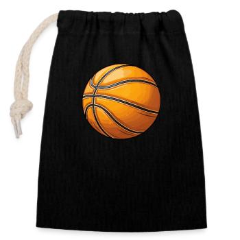 Basketball in vector graphic style - Closable cotton gift bag (14x20cm) - black - Front