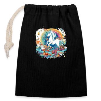 The unicorn Emma - Closable cotton gift bag (14x20cm) - black - Front