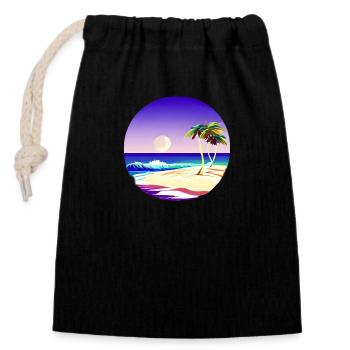 Palm Island Summer Holiday Palm Beach Sun - Closable cotton gift bag (14x20cm) - black - Front