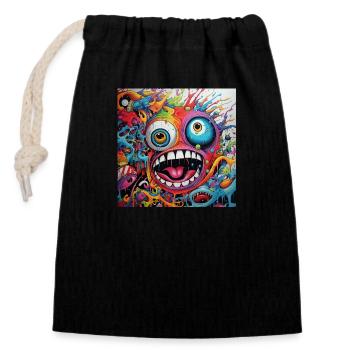 Monster Doodle 1 - Verschließbarer Geschenkbeutel aus Baumwolle (14x20cm) - Schwarz - Vorne