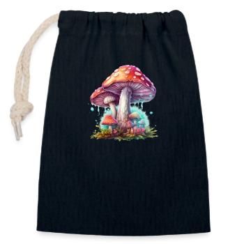 Champignon de fées Champignons de conte de fées Monde de conte de fées champignon - Sac cadeau en coton avec cordon (14 x 20 cm) - bleu marine - Devant