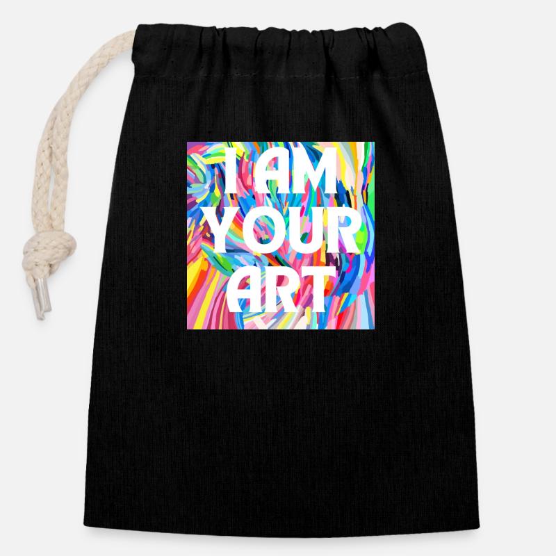 JE SUIS TON ART - Sac cadeau en coton avec cordon (14 x 20 cm) - noir