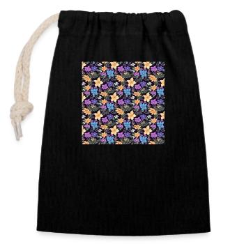 Fleurs sans couture Motif Floral Happy Blossom Art - Sac cadeau en coton avec cordon (14 x 20 cm) - noir - Devant
