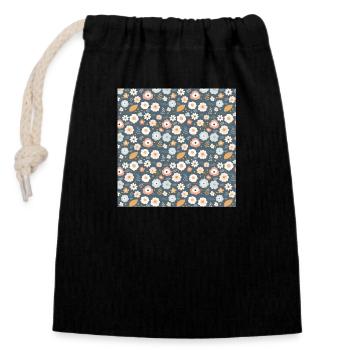 Fleurs sans couture Motif Floral Happy Blossom Art - Sac cadeau en coton avec cordon (14 x 20 cm) - noir - Devant