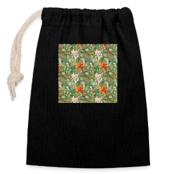 Fleurs sans couture Motif Floral Happy Blossom Art - Sac cadeau en coton avec cordon (14 x 20 cm) - noir - Devant