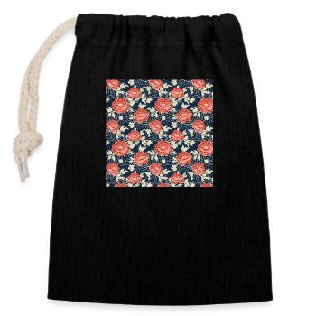 Roses Motif sans couture Belle esthétique élégante - Sac cadeau en coton avec cordon (14 x 20 cm) - noir - Devant