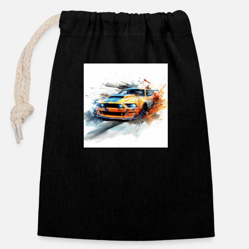 Need for speed gaming art, orange - Verschließbarer Geschenkbeutel aus Baumwolle (14x20cm) - Schwarz