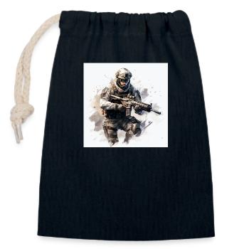 COD gaming art shooter - Closable cotton gift bag (14x20cm) - navy - Front