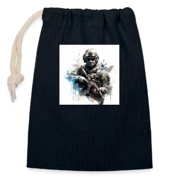 COD gaming art shooter - Verschließbarer Geschenkbeutel aus Baumwolle (14x20cm) - Navy - Vorne