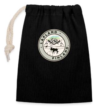 Lapland Finland Northern Lights - Closable cotton gift bag (14x20cm) - black - Front