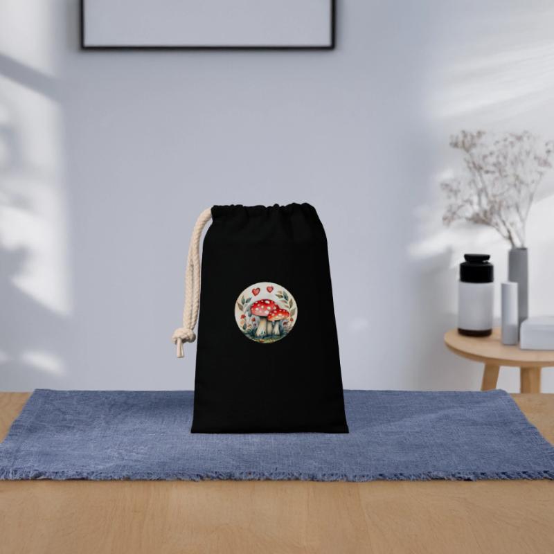 Magic mushrooms and toadstools - mushrooms Closable cotton gift bag (14x20cm)