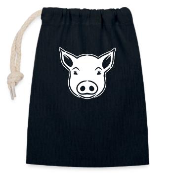 Truie cochonne - Sac cadeau en coton avec cordon (14 x 20 cm) - bleu marine - Devant