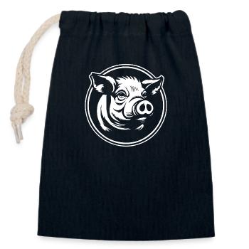 Truie cochonne - Sac cadeau en coton avec cordon (14 x 20 cm) - bleu marine - Devant