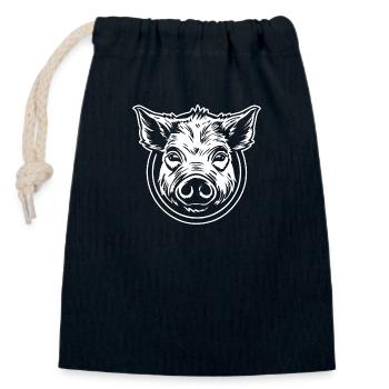 Pig Piggy Sow - Closable cotton gift bag (14x20cm) - navy - Front