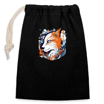 Bayo le renard - Sac cadeau en coton avec cordon (14 x 20 cm) - noir - Devant