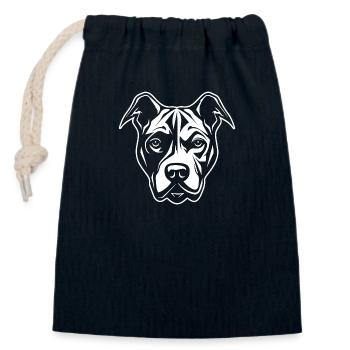Pitbull - Sac cadeau en coton avec cordon (14 x 20 cm) - bleu marine - Devant