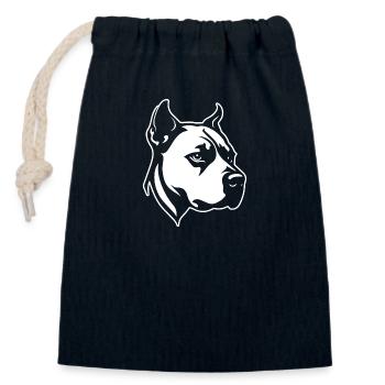 Pitbull - Sac cadeau en coton avec cordon (14 x 20 cm) - bleu marine - Devant