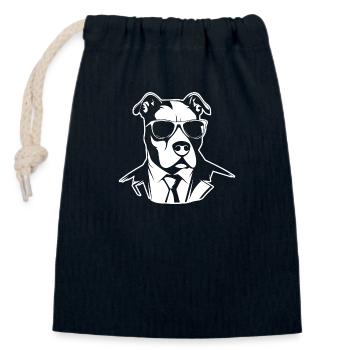 Pitbull - Sac cadeau en coton avec cordon (14 x 20 cm) - bleu marine - Devant