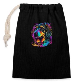 Colorful dog - Closable cotton gift bag (14x20cm) - black - Front