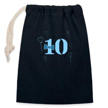 10. Geburtstagskind - Verschließbarer Geschenkbeutel aus Baumwolle (14x20cm) - Navy - Vorne