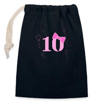 10th birthday girl - Closable cotton gift bag (14x20cm) - navy - Front