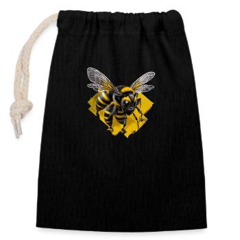 Les abeilles adorent - Sac cadeau en coton avec cordon (14 x 20 cm) - noir - Devant