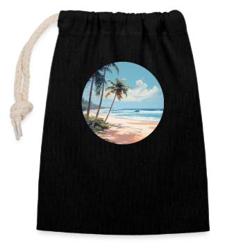 Découvrez le côté ensoleillé de la plage - Sac cadeau en coton avec cordon (14 x 20 cm) - noir - Devant